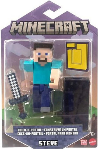 Figura Minecraft - Steve Construye Un Portal - Mattel 