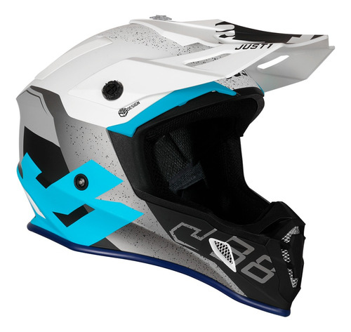 Casco Cross Just1 J38 Korner Mate Adultos Blanco Celeste