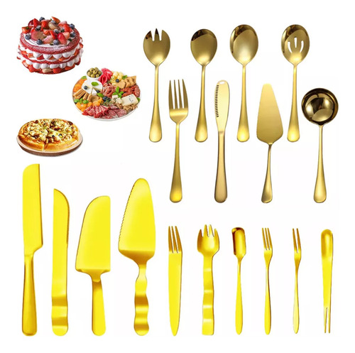 18 Pcs Juego De Cubiertos De O Inoxidable Dorado De Grado