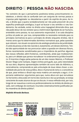 DIREITO E PESSOA NÃO NASCIDA - O PROBLEMA DO ESTATUTO JURÍDICO NASCITURO - 1ª ED - 2022, de Barbosa, Mafalda Miranda. Editorial Editora Foco Jurídico Ltda, capa mole em português, 2022