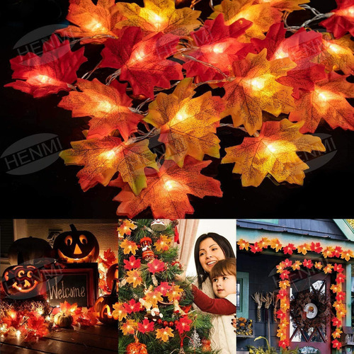 Luces Led De Cadena De Hojas De Arce Simuladas De Halloween