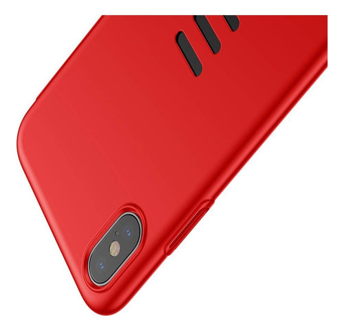 Funda Para iPhone XS X Baseus Sujetador De Dedo Desmontable Rojo Correa Negra -