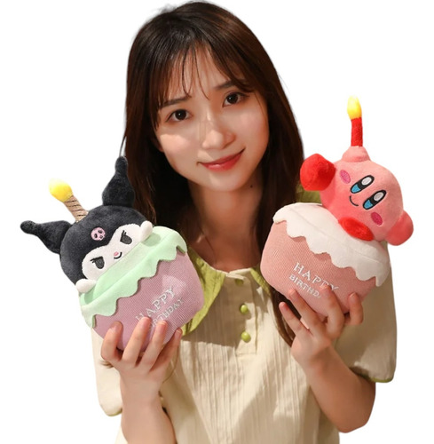 Peluche Kuromi Pastel Feliz Cumpleaños Con Luz Y Sonido 20cm