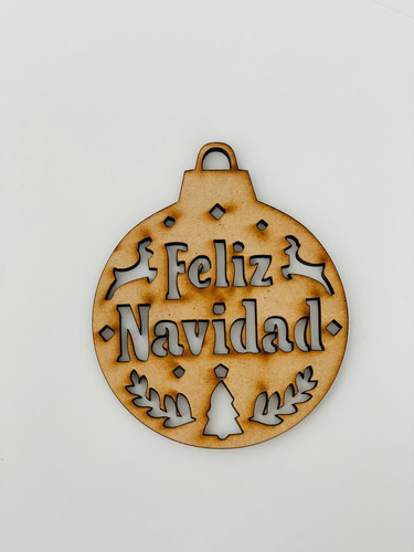 Esfera Navideña Mdf Decoracion Arbol 8cm 10piezas