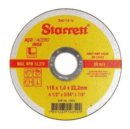 Disco De Corte 4.1/2 X 3/64 X7/8 Starrett