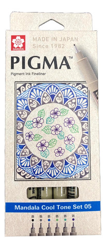 Set De Tiralínea Pigma Micron Sakura 0.5 Mandala 6 Col Fríos