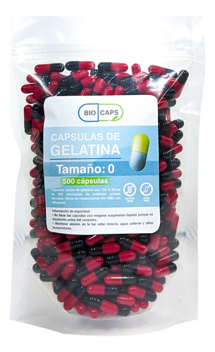 Capsulas Vacias De Gelatina Negro/rojo Nro 0 (500 Und)