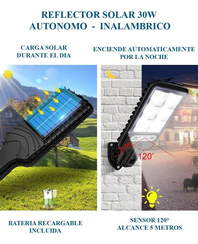 Pack X4 Reflector Solar Led Luminaria Calle 30w Fotocelula