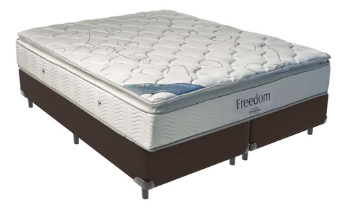 Cama Box Marrom E Colchão Freedom Molas Queen Ortobom