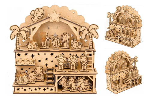 3 Nacimiento Navidad Niño Dios Pesebre Decoracion Mdf 3 Mm