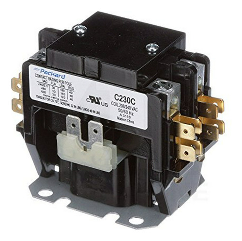 Contactor A/c Doble 2 Polos 30a 208/230/240v C230c