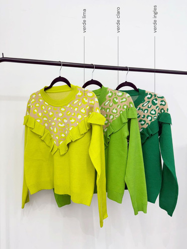 Sweater Animal Print Con Volados Hilado Bremer
