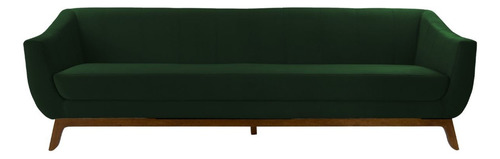 Sofá 3 Lugares Athenas Veludo, Base Madeira Larbelle Moveis Cor Verde-escuro Desenho Do Tecido Liso