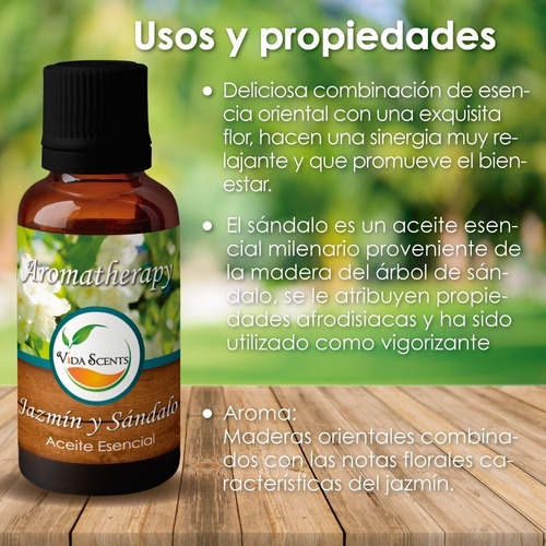 Aceite Esencial Aromaterapia Sándalo Y Jazmín 30ml.
