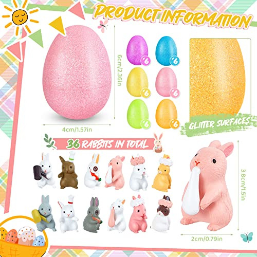 72 Piezas De Huevos De Pascua Rellenos Figuras De Conej...