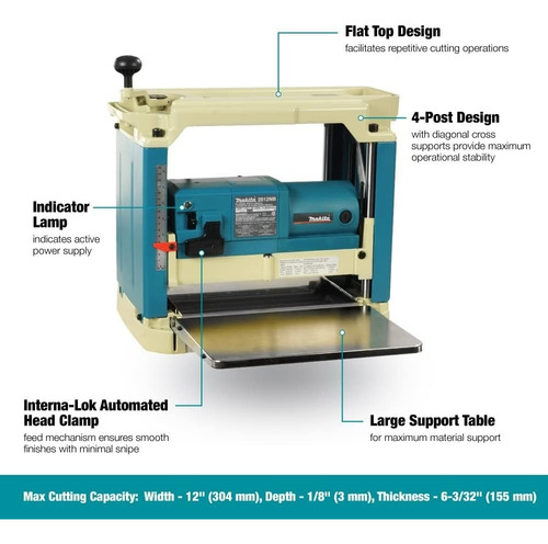 Cepilladora eléctrica de mano Makita Profesional 2012NB 0mm