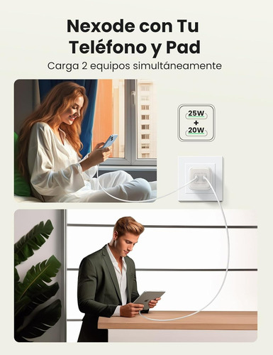Cargador Ugreen Nexode 45w Dual Usb-c Gan Fast Charger