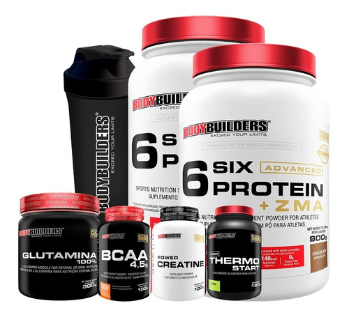 2x Whey 900g + Bcaa + Creatina + Glutamina + Termo + Copo Sabor Baunilha