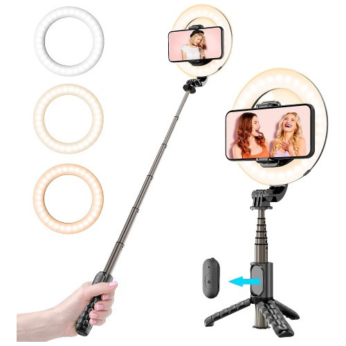 Palo Selfie Stick Aro Luz Flash Bluetooth Foto Profesional