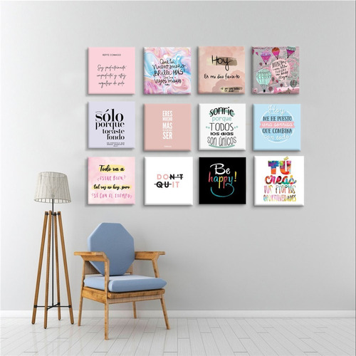 Set De 12 Cuadros Decorativos, , Frases Motivadoras | Mercado Libre