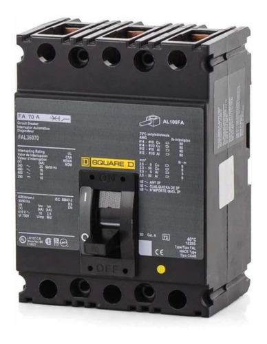 Interruptor Termomagnetico Square D Fal36070 3p 70amp