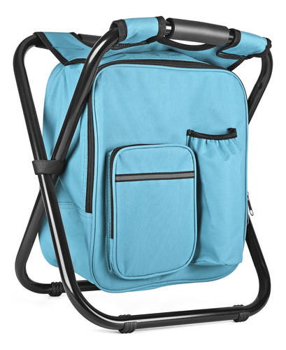 Kikerike - Taburete Plegable Con Mochila, Azul Celeste