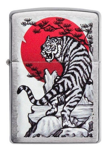 Isqueiro Zippo 29889 Cromado Japão Tigre Original Com Fluido