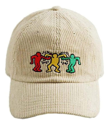Sombrero De Pana Bordado Natural Keith Haring Dancing Para H