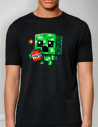Remera Unisex Creeper Minecraft Tnt Personalizada Algodón