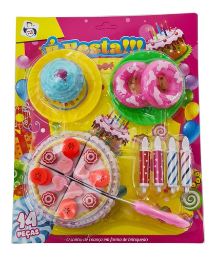 Brinquedo Festa De Aniversario C/ Bolinho Cupcake E Velinhas