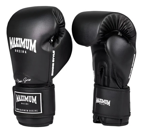 Luva Maximum Boxe / Muay Thai / Kickboxing New Classic Black 16oz Preto