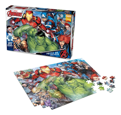 Puzzle Infantil Avengers 100 3d Lenticular Cambia Imagen Tun