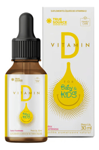 Vitamina D Líquida Sabor Framboesa 30ml - True Source