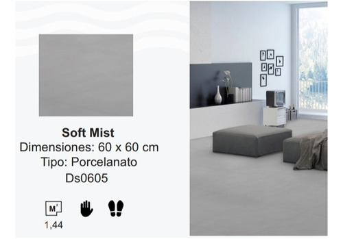 Aq Porcelanato Español Soft Mist Mate Rústico 60x60 