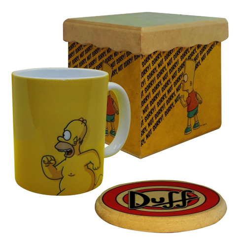 * Taza Simpsons Personalizada Con Caja Y Portatazas De Lujo