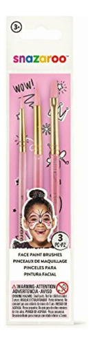 Snazaroo Set De 3 Pinceles Para Pintura Facial, Color Rosado