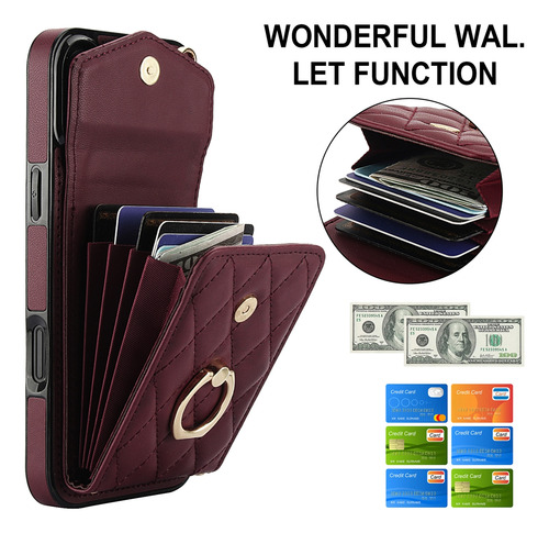 Funda De Piel De Primera Calidad Para Samsung S21 Fe 5g Con Correa Cruzada, Soporte Con Forma De Anillo, Tarjetero