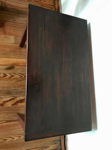 Antigua Mesa De Madera Auxiliar Con Cajón