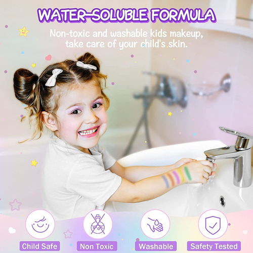 Set De Maquillaje Infantil, Para Niñas, Lavable