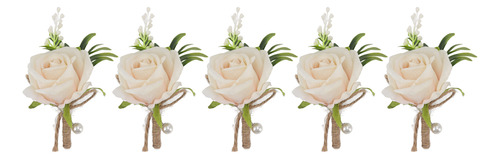 Boutonniere Con Forma De Rosa Para Boda, 5 Unidades, De Plás
