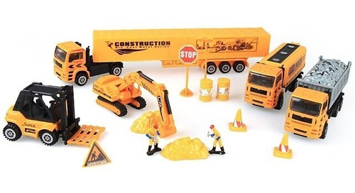 Imagen 2 de 4 de Pack Set Construccion, Autos, Camiones Metalicos Bestoys