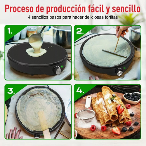 Crepera Eléctrica Antiadherente Durable Negro Avanzado