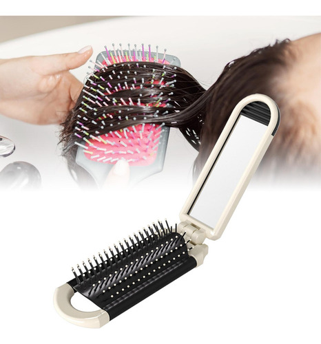 Cepillo De Pelo Plegable Con Espejo, Minipeine Ligero Para