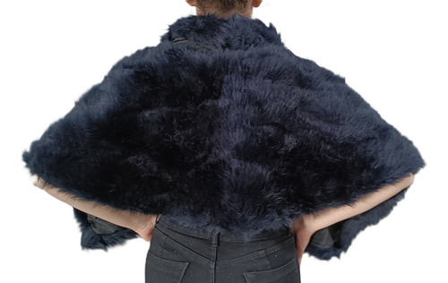 Estola Piel Sintética Peluche T/capa Grande Madrina Fiesta Azul Oscuro
