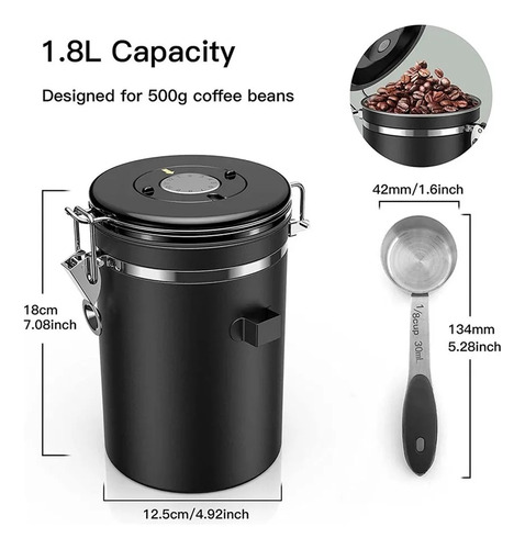 Café, Granos Herméticos De 500 G, Contenedor De 1.8 Granos