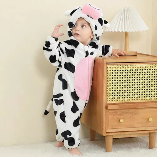 Pijama Mono Capucha Mameluco Bebé Patrón Vacas Cosplay Niña