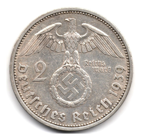 Alemania 2 Reichsmark 1939 A Tercer Reich Plata