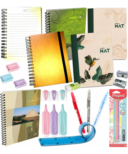 Cuadernos A5 América Con Kit De Escritura + Cuaderno Kraft