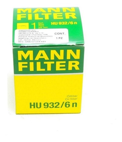Filtro Aceite Touareg 2008 3.6 V6 Mann Hu932/6n