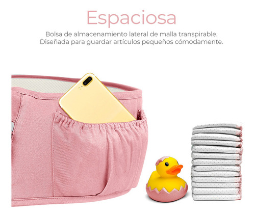 Cangurera Portabebé Mochila Multifuncional Con Asiento Bebé Color Rosa